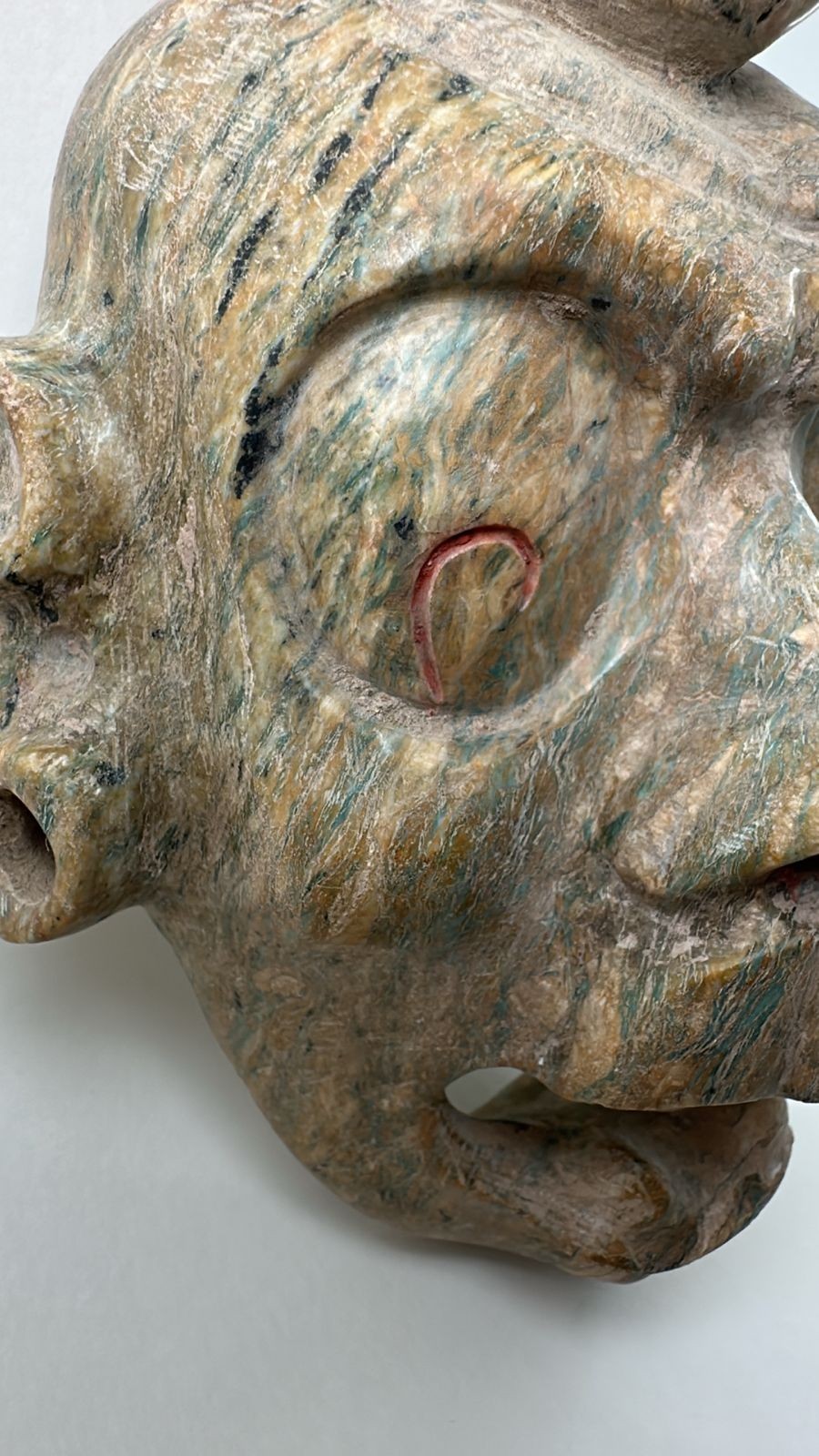 Precolumbian Mayan Stone Chacc God Face Pectoral Pendant 700 AD 1200 AD