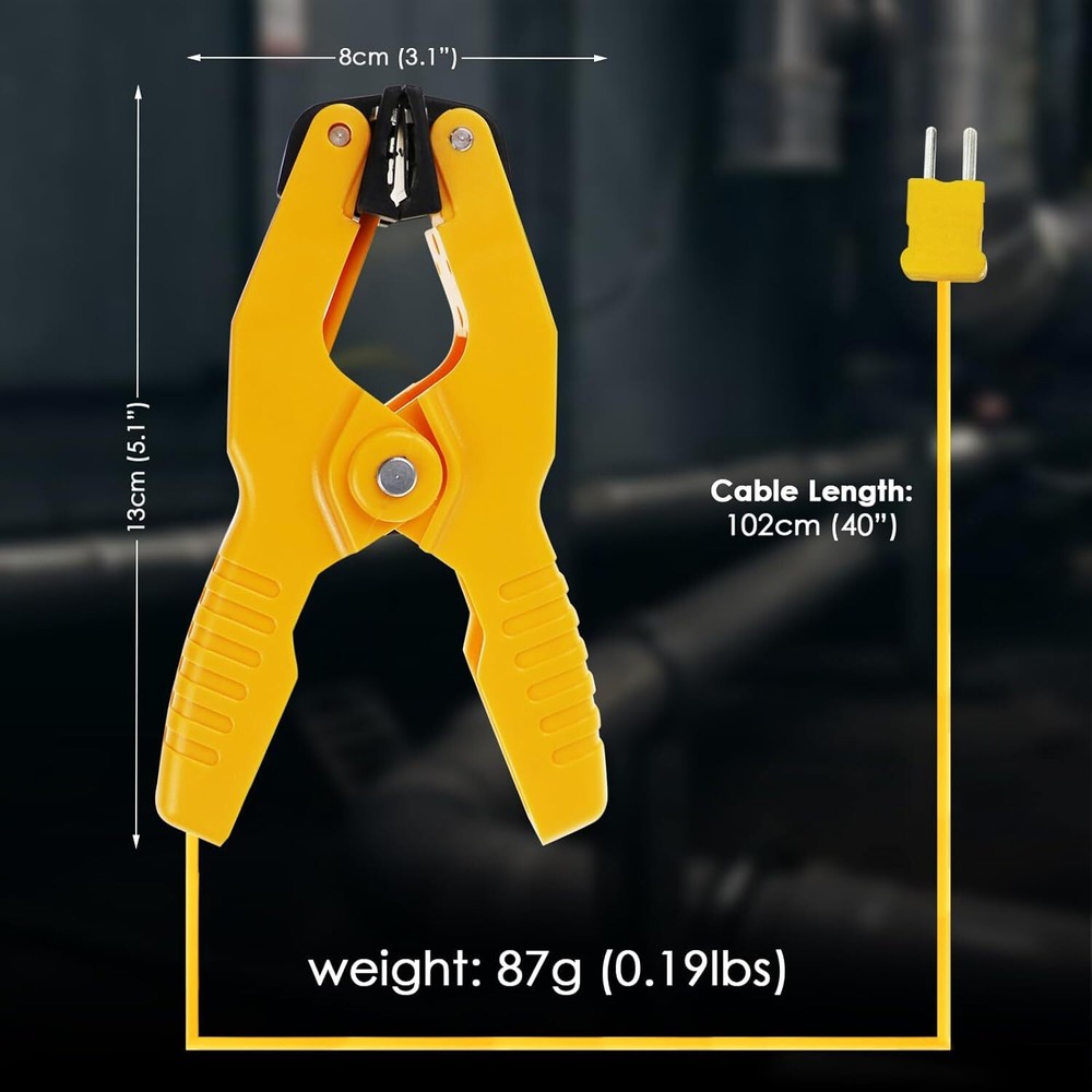 HVAC K-Type Thermocouple Thermometer Clamp Probe, Pipe Temperature Sensor