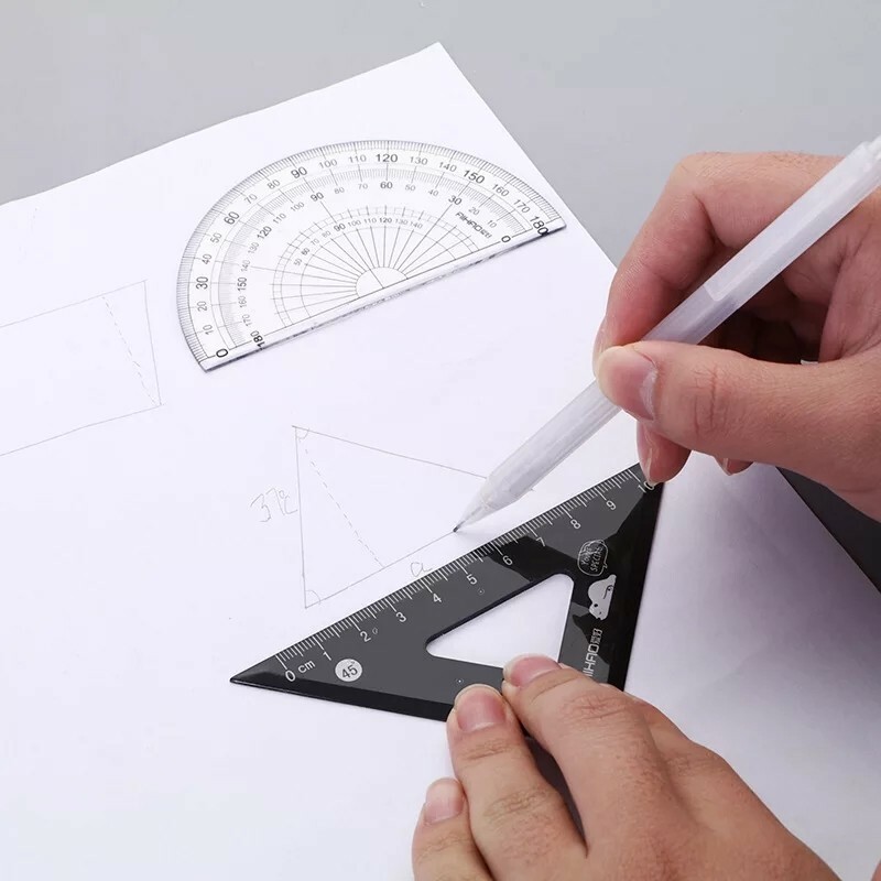 4 pcs/set Kawaii Lying Bear Plastic Straight Triangle Ruler Protractor Drafting