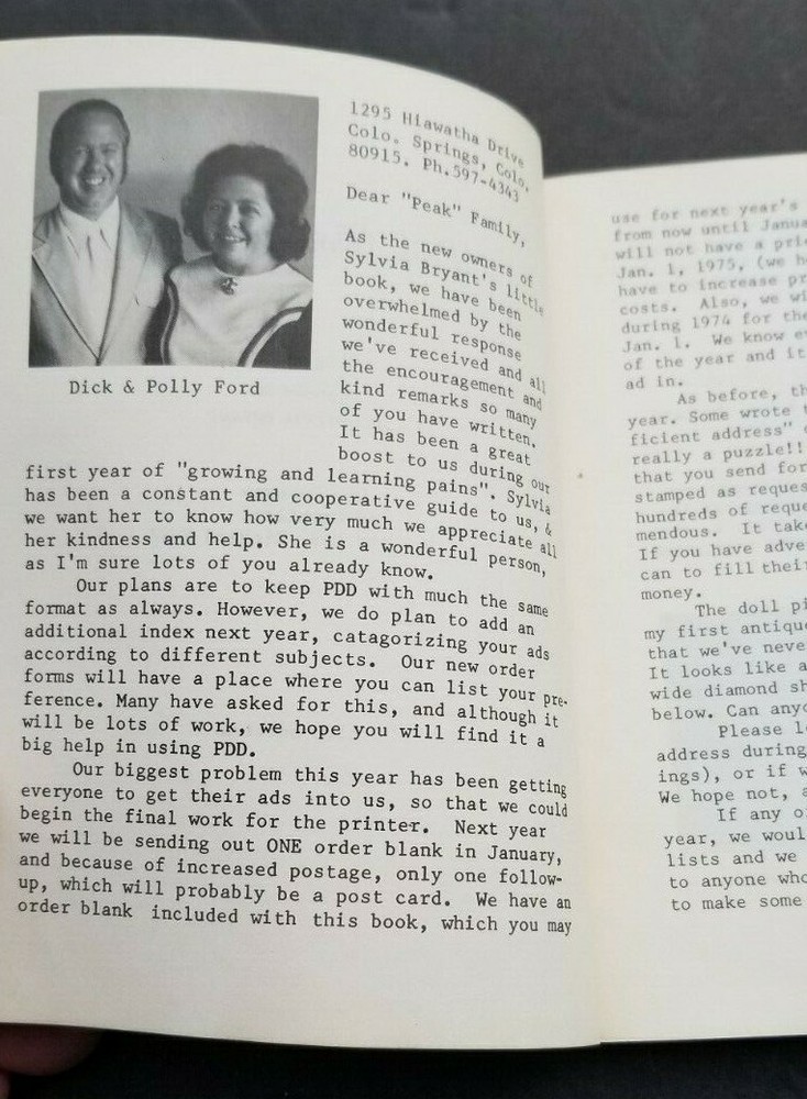 1974 Peak Doll Directory Book 13th Edition