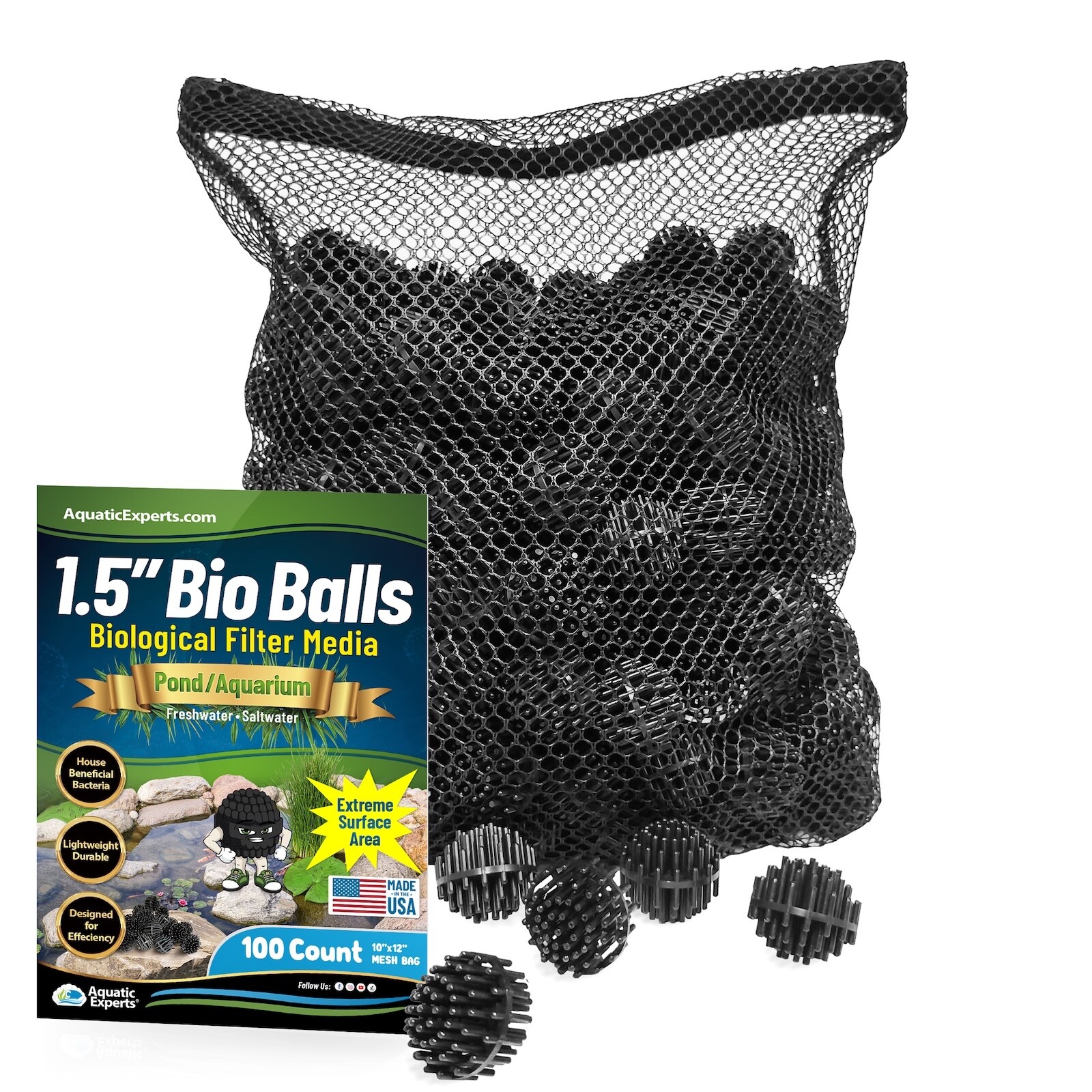Bio Balls Filter Media for Large Aquarium Pond Filtration  1.5 Inch