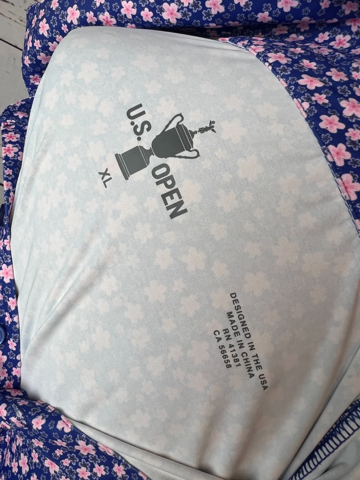 US Open LACC USGA 123rd Men's XL Purple Floral Golf Polo Shirt