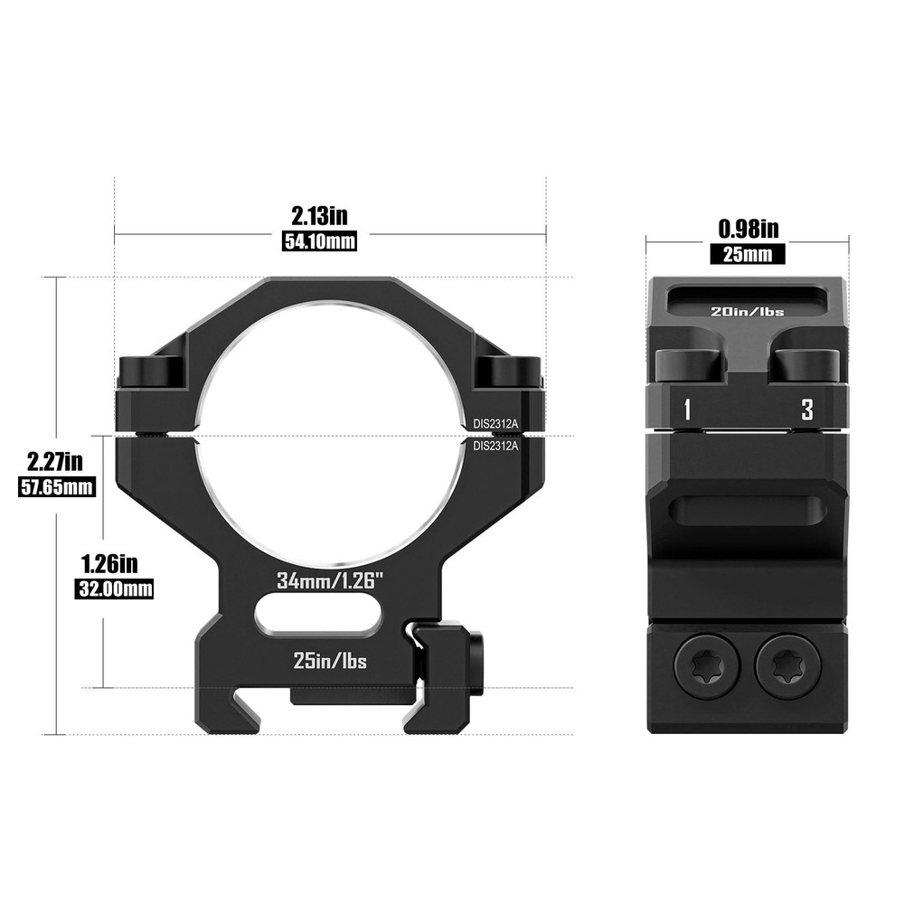 DISCOVERYOPT Precision Scope Rings, Lapped Riflescope Mounts Black