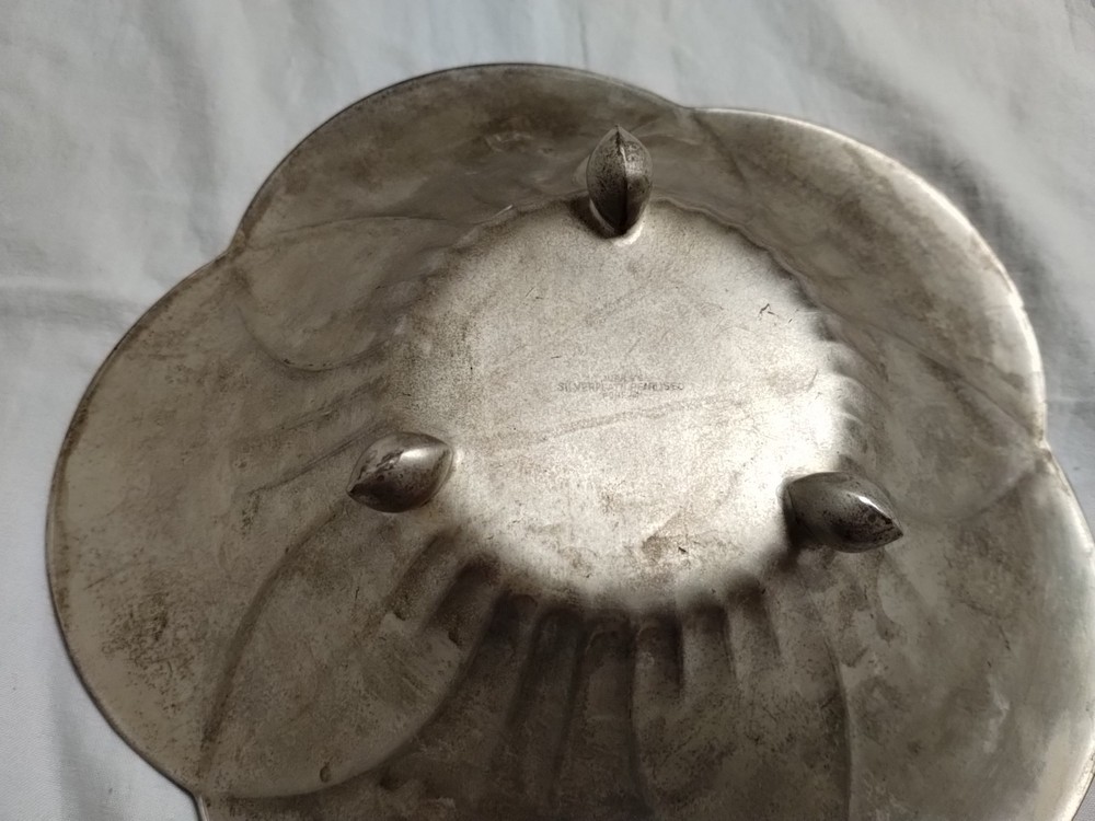 Silver Plated Dish 5 Petal Bowl Pearlized by Jubilee Vintage Silverware