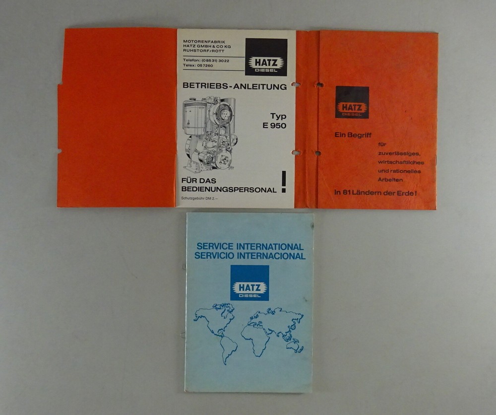 Operating Instructions Hatz Diesel Engine Type E 950 Stand 12/1977