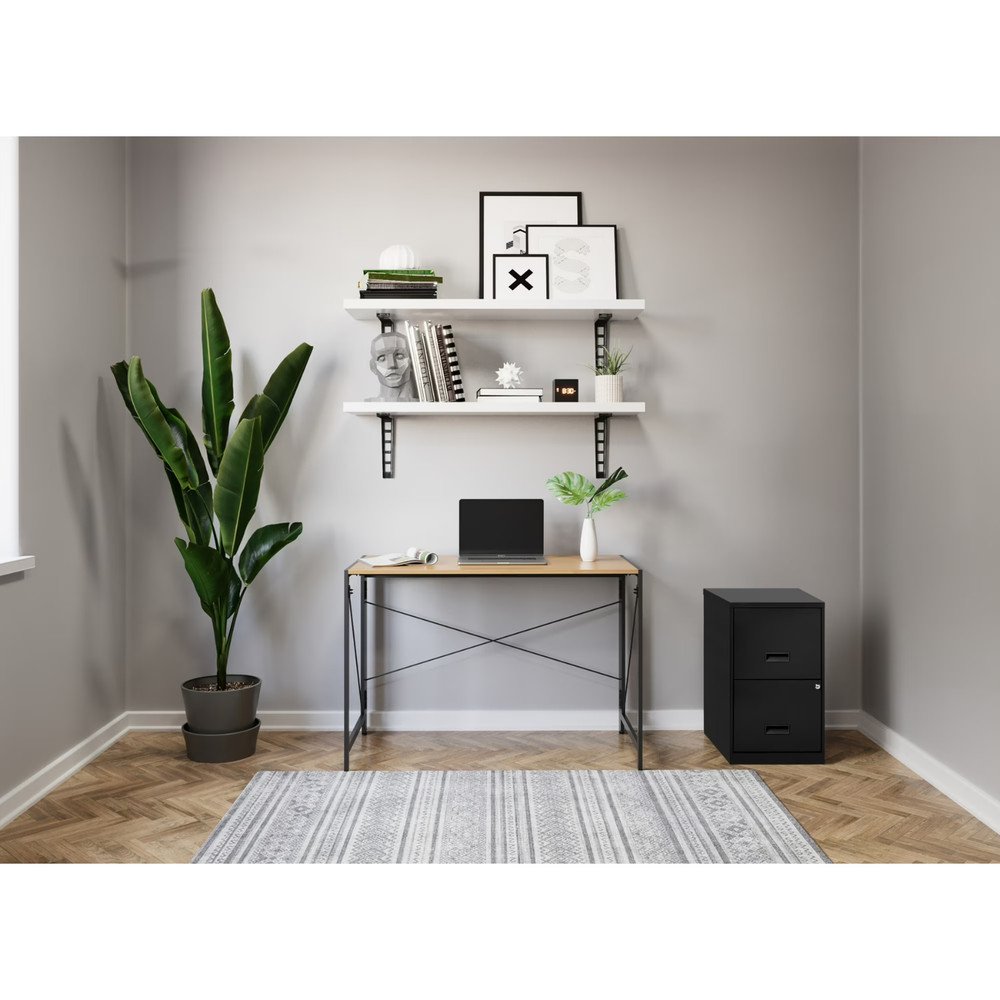 New 18" Deep 2 Drawer Letter Width Vertical File Cabinet, Secure Locking, Black