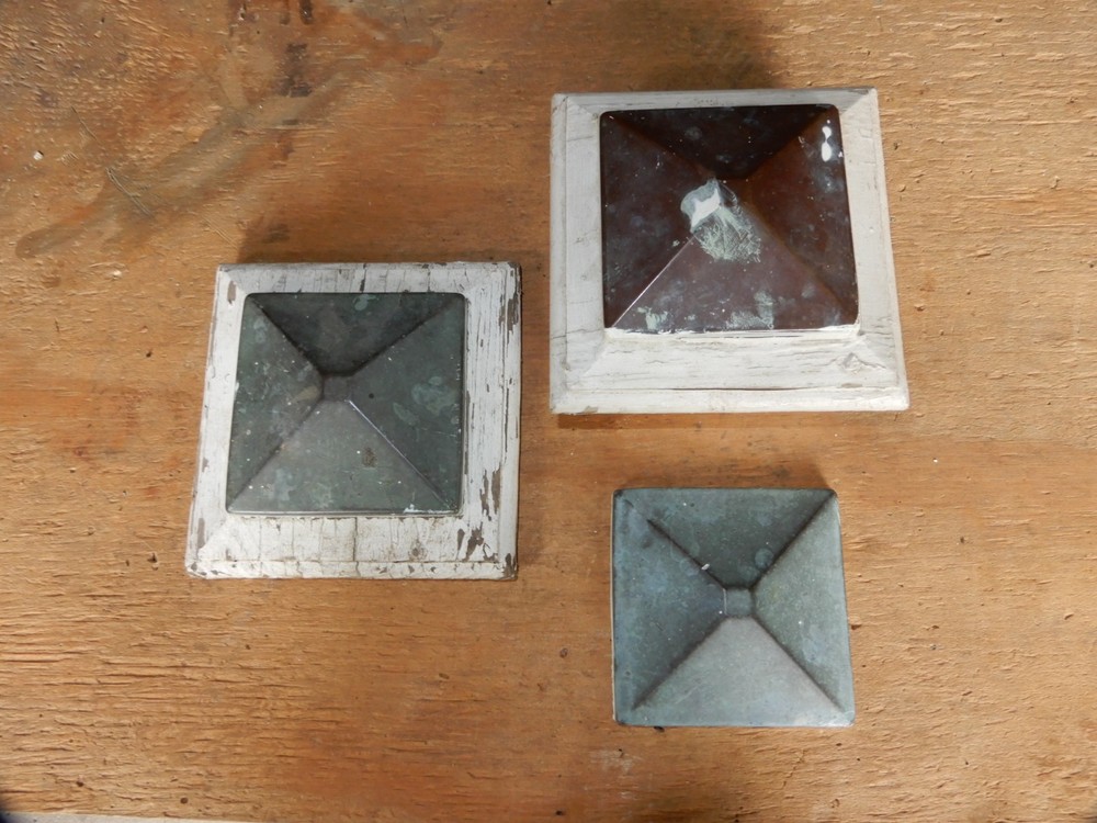 3 ANTIQUE VICTORIAN COPPER ARCHITECTURAL POST CAPS