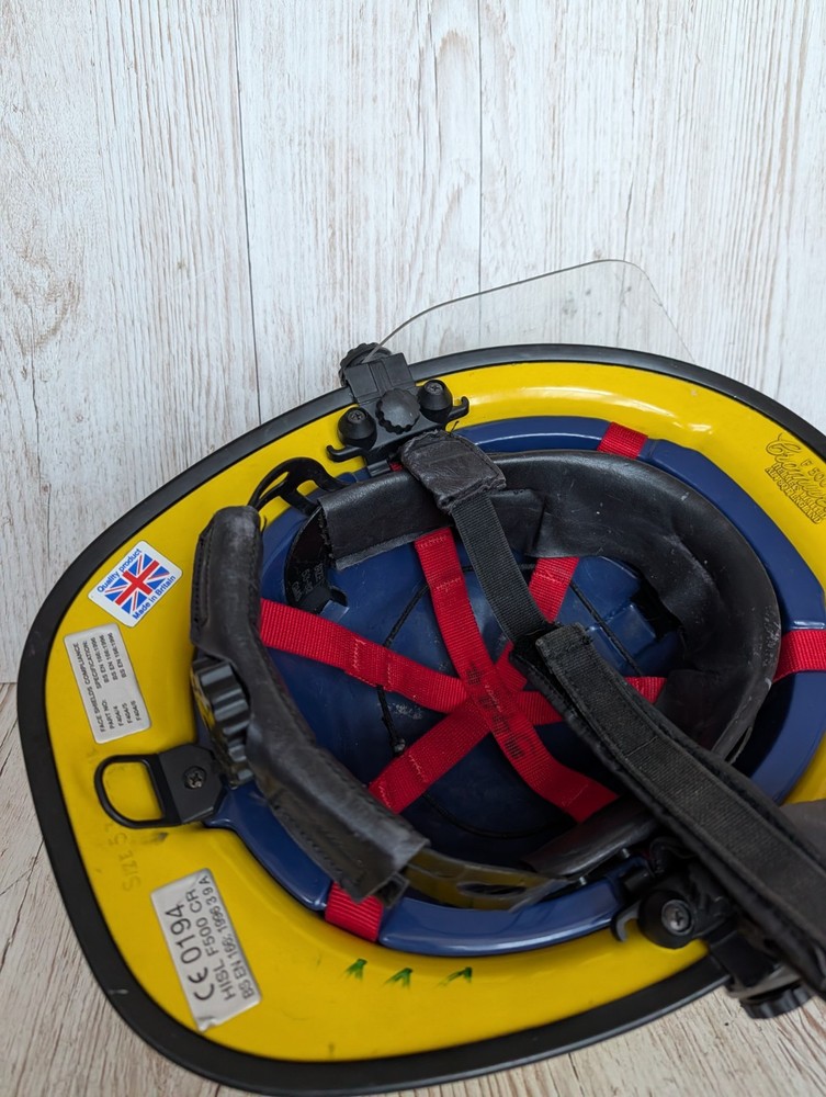 CROMWELL YELLOW FIRE HELMET WITH VISOR