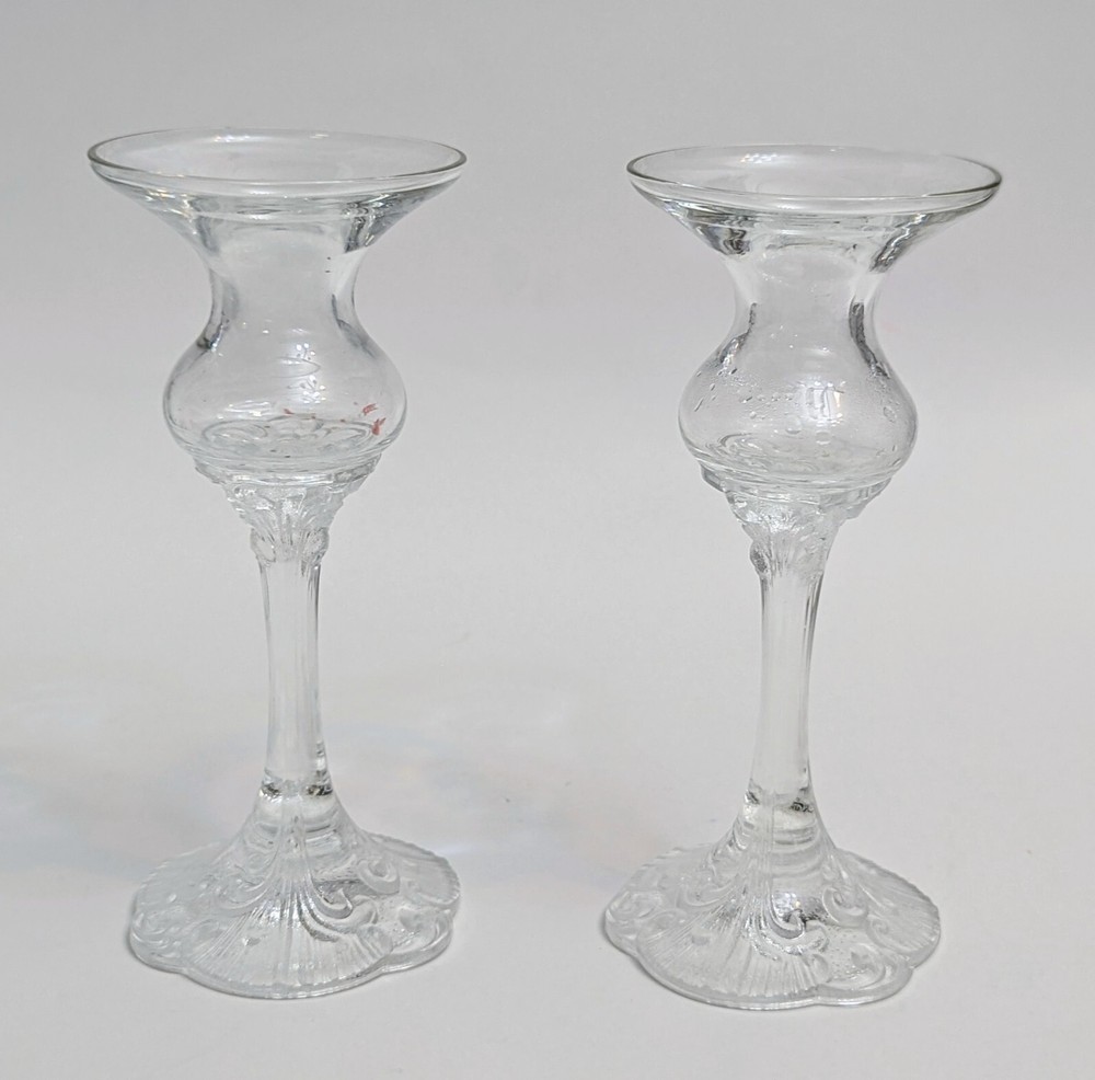 Vintage Patterned Glass Candle Holders