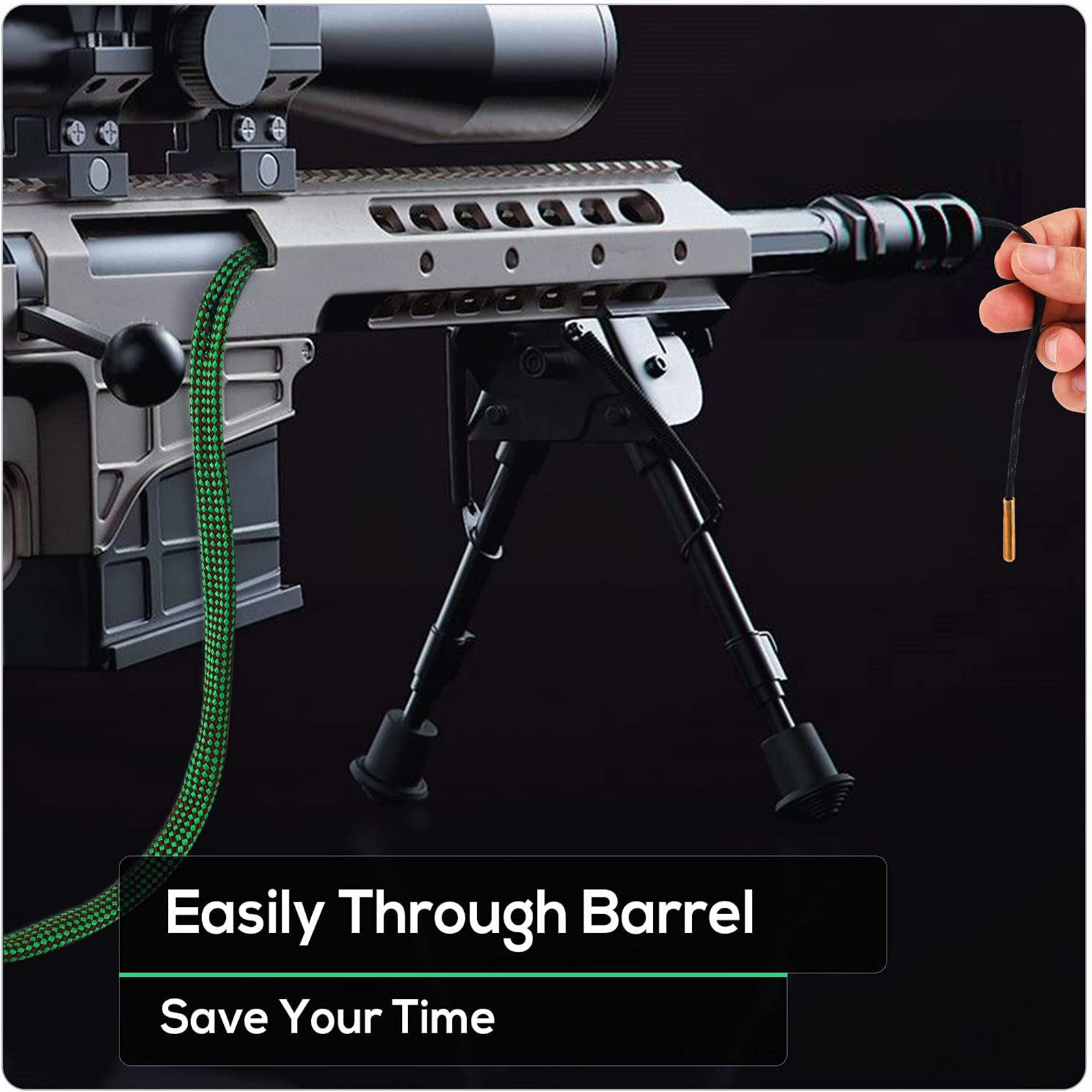 Bore Rope Gun Snake Barrel Cleaners .22 thru .45 & 12 20 Ga Rifle Shotgun Pistol