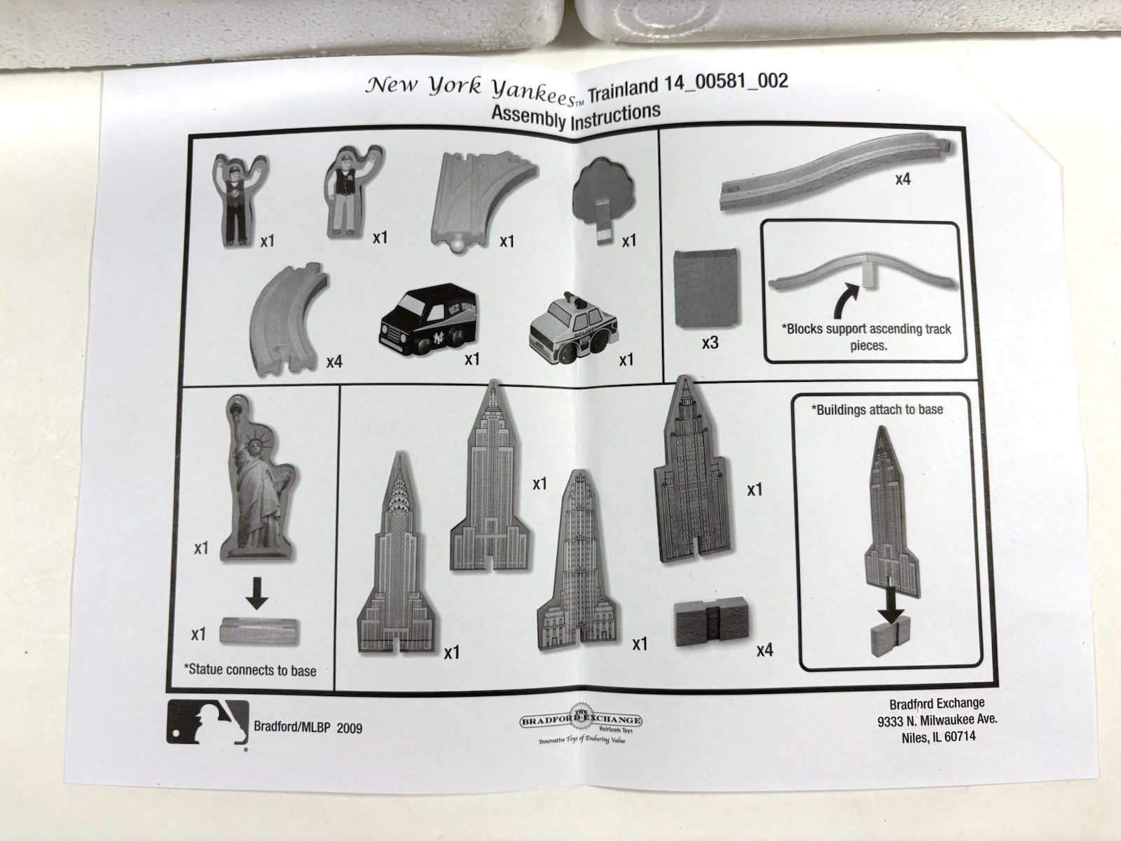 The Bradford Exchange Wooden Playset New York Yankees Skyline Set 22 PCS