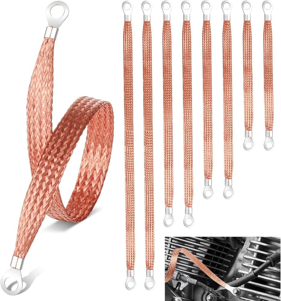 Versatile Copper Ground Strap Kit - 8 Durable Straps for Any Vehicle Application