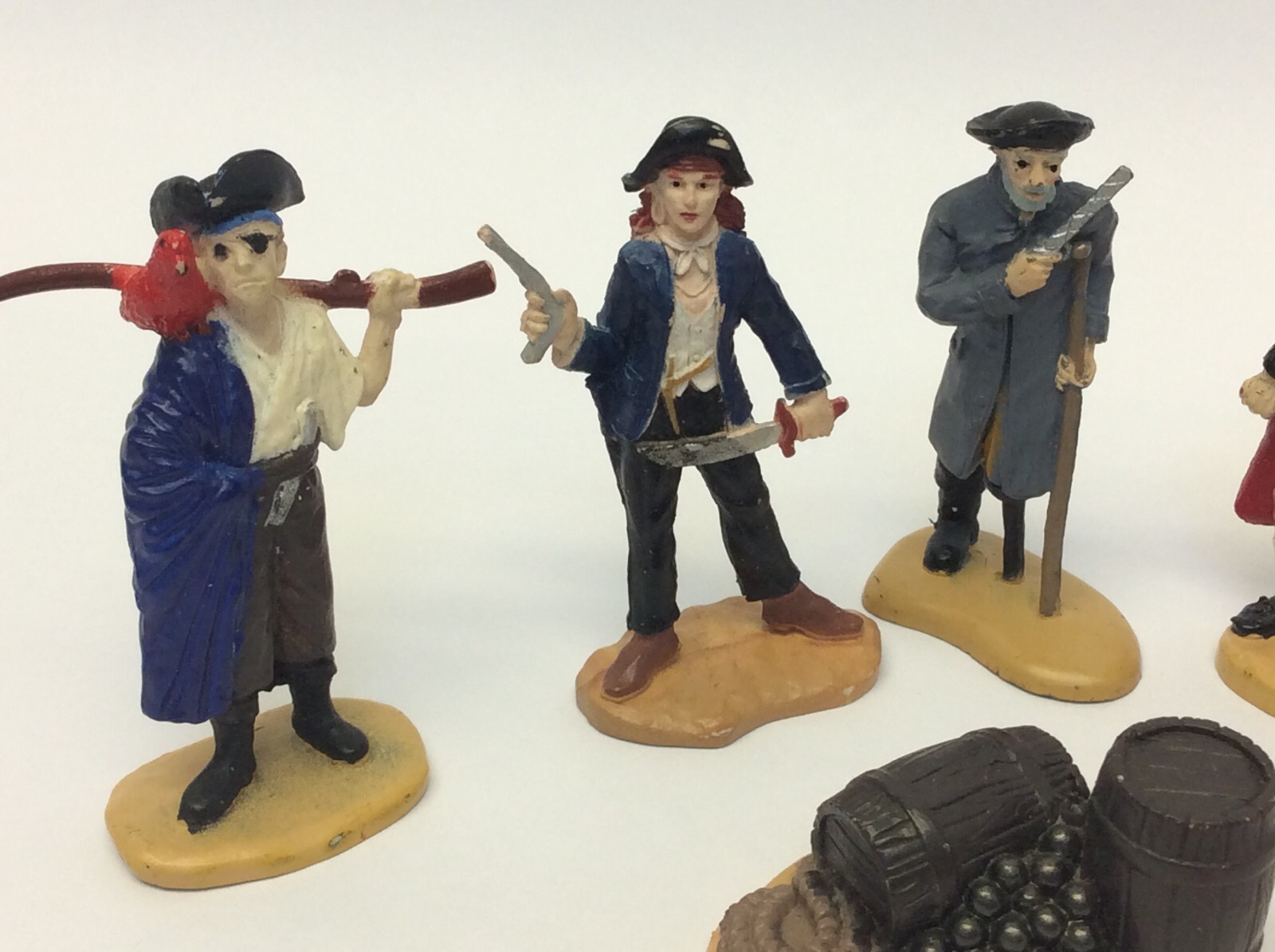 Lot of 6 Safari LTD Pirate Figures Toys Barrels Made in China Figurines