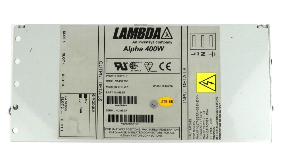 Lambda H40044 Power Supply Alpha 400W CA400 28G Working Surplus