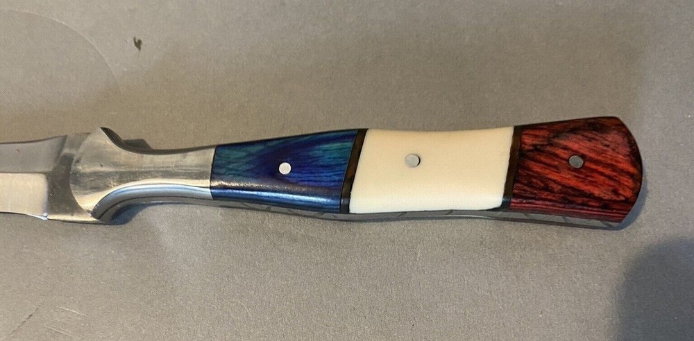 CUSTOM DOUBLE EDGED DAGGER KNIFE LEATHER SHEATH PATRIOTIC HANDLE