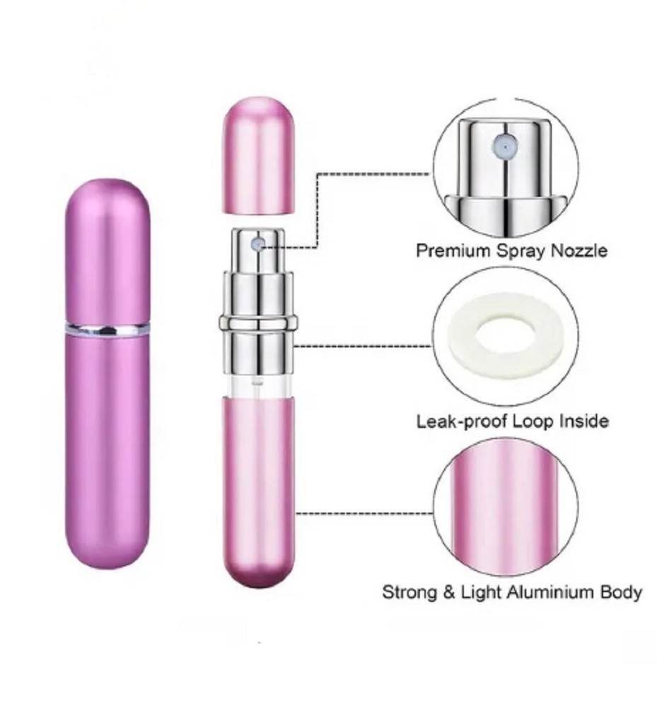 5 Pcs 10ml Travel Perfume Atomizer Set - Portable Refillable Mini Spray Bottles