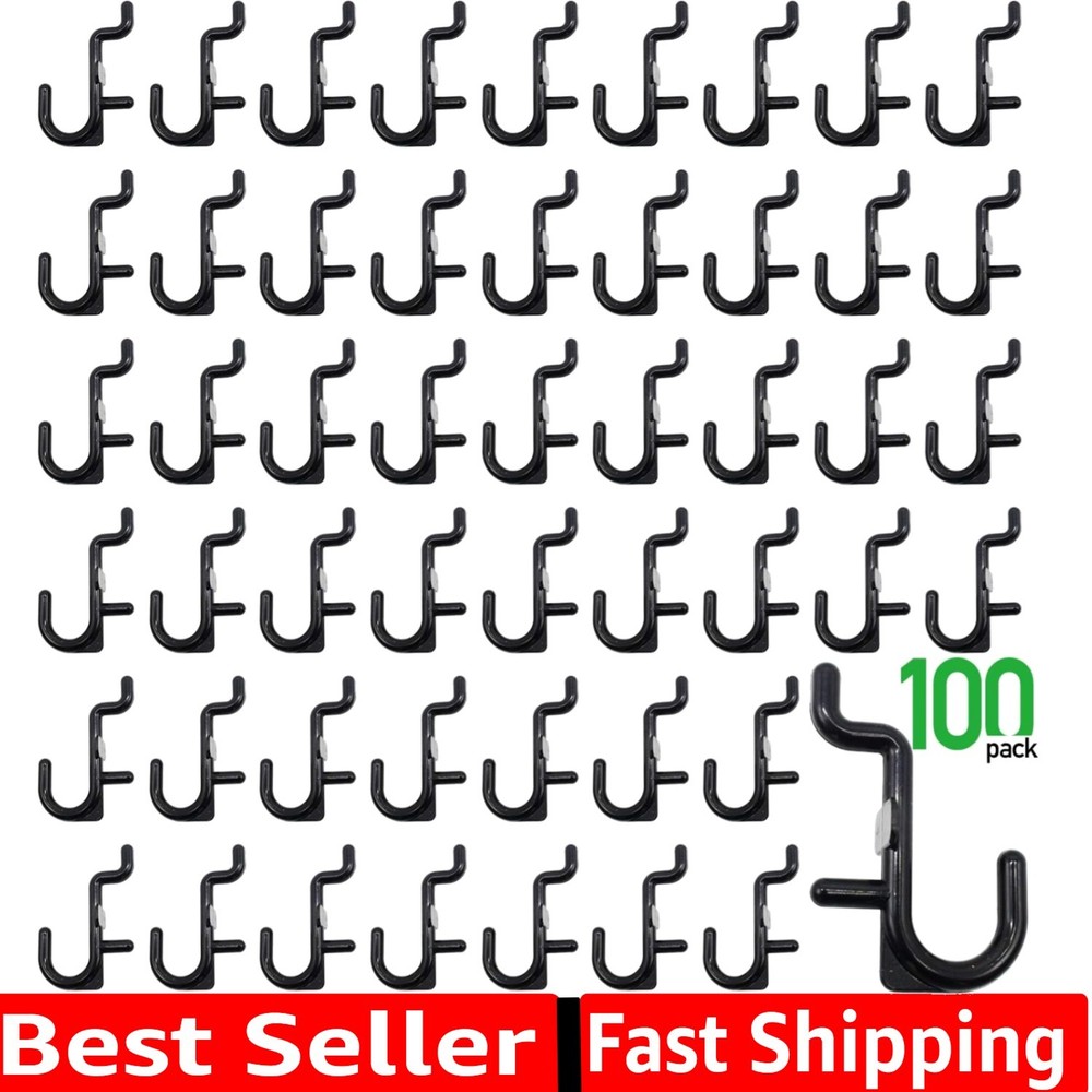 Pegboard Hooks Kit Pegboard J Hook Assortment 100PK Black Peg Hooks