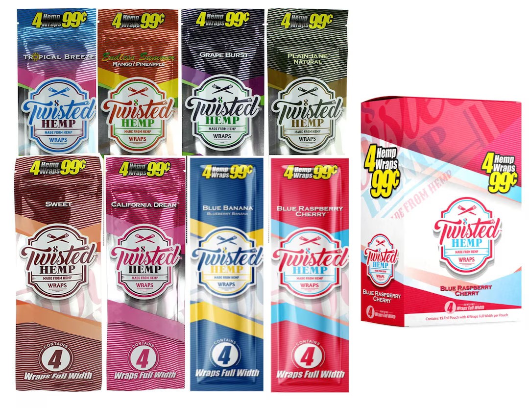 Twisted H. Wrap/15 x 4 Pack Rolling Wraps/Premium 15 x 2 Pack / 11 Flavors