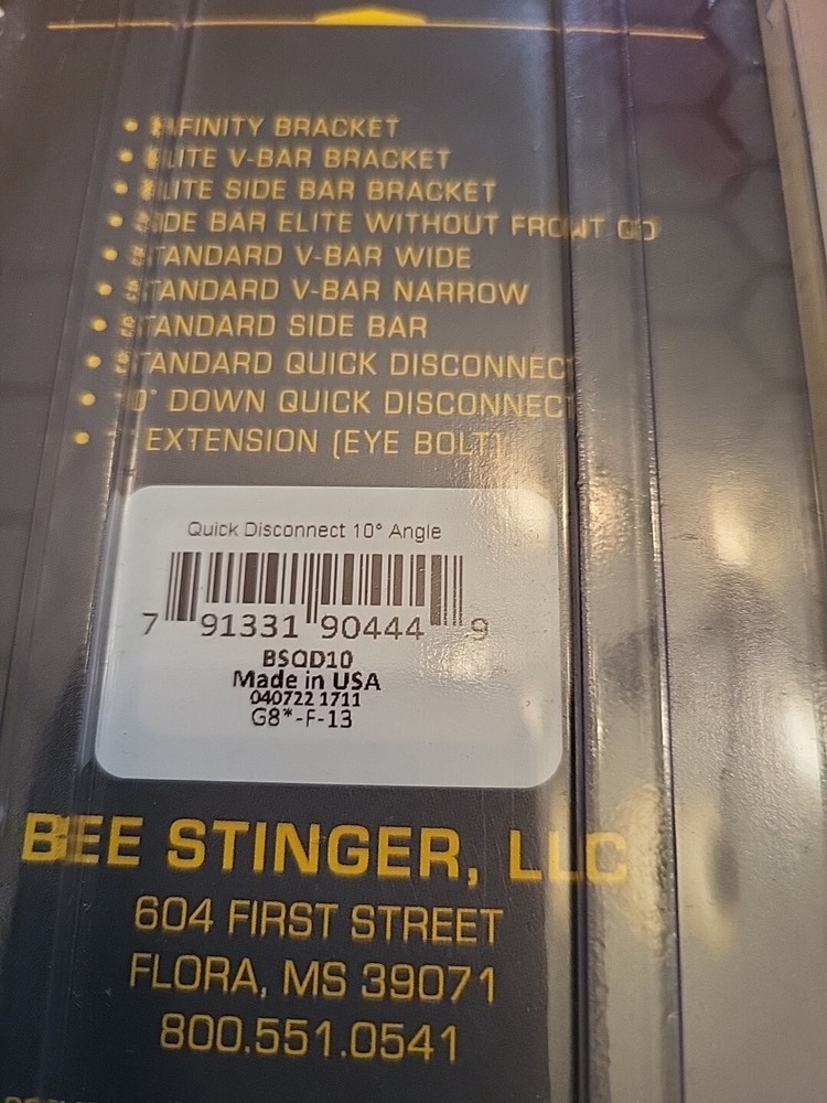 Bee Stinger Quick Disconnect, 10-Degree Down Angle, Black