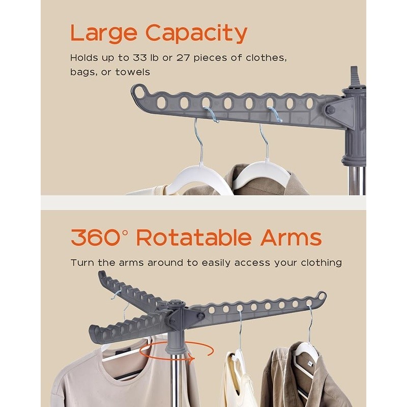 Foldable 360 Rotating Laundry Drying Rack Large Capacity Space Saving Design New