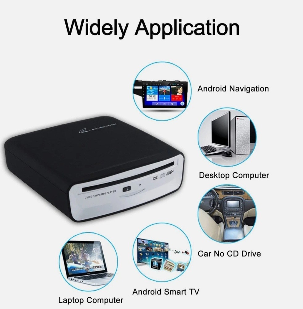 USB Portable CD Player for Car - Universal External CD Player for Car Android...