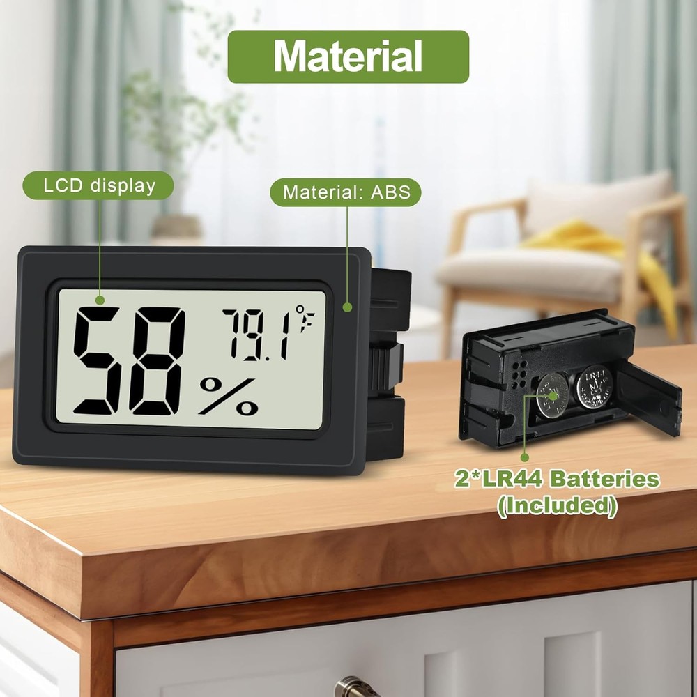 Humidity Meter Indoor Thermometer 6-Pack Mini Digital Black