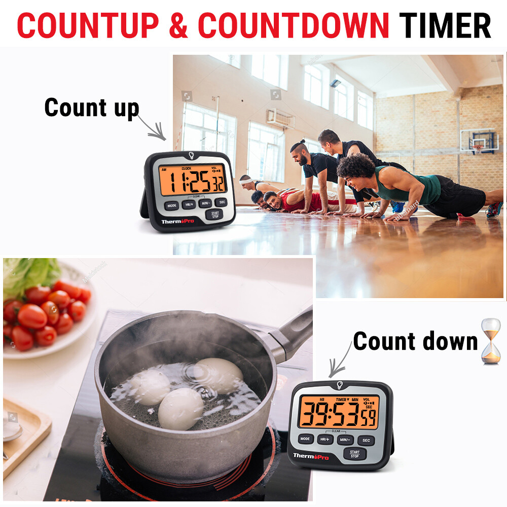 ThermoPro TM01 Digital Kitchen Timer with Backlight Countdown Count Up Timer LCD