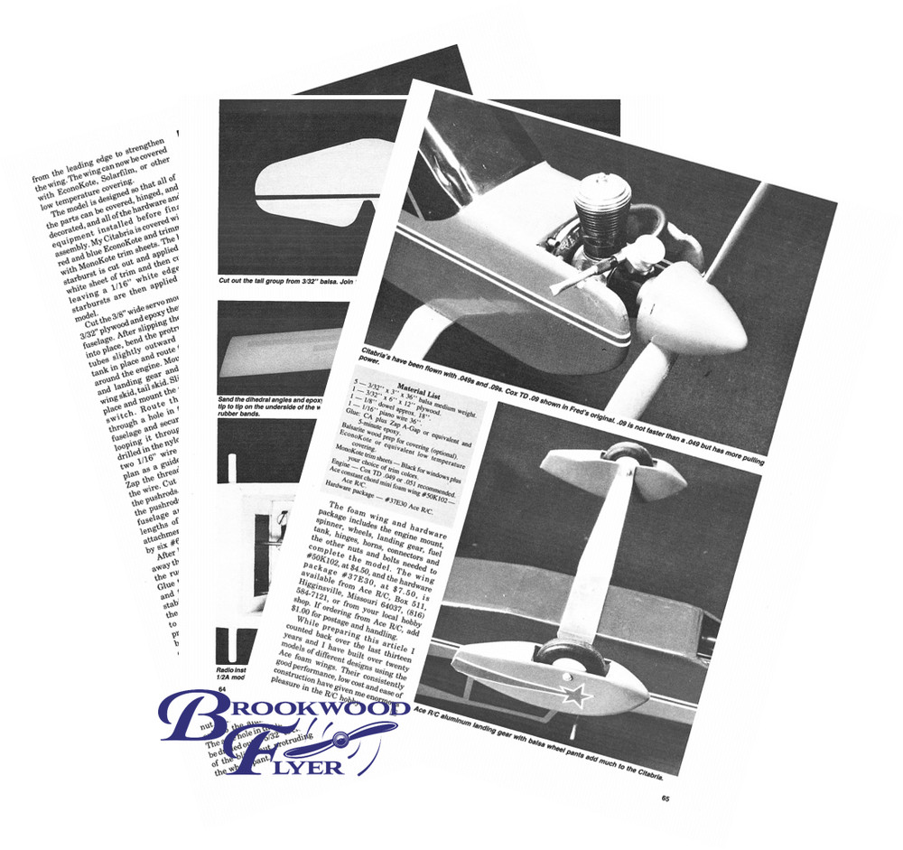 SIMPLE CITABRIA RC PLAN + CONSTRUCTION ARTICLE for Ace Foam Wing Model Airplane