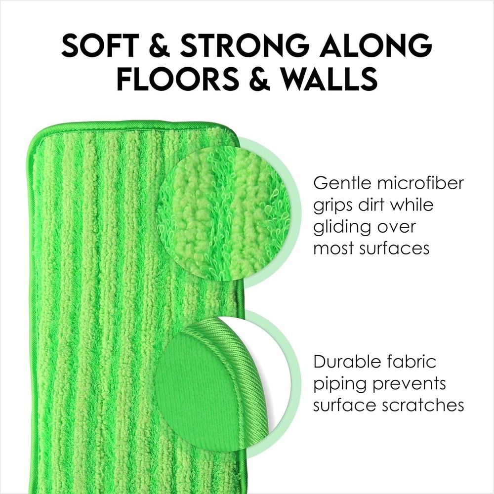 18" Microfiber Mop Pads 4 Pack, Reusable Washable Cloth Mop Head Replacements