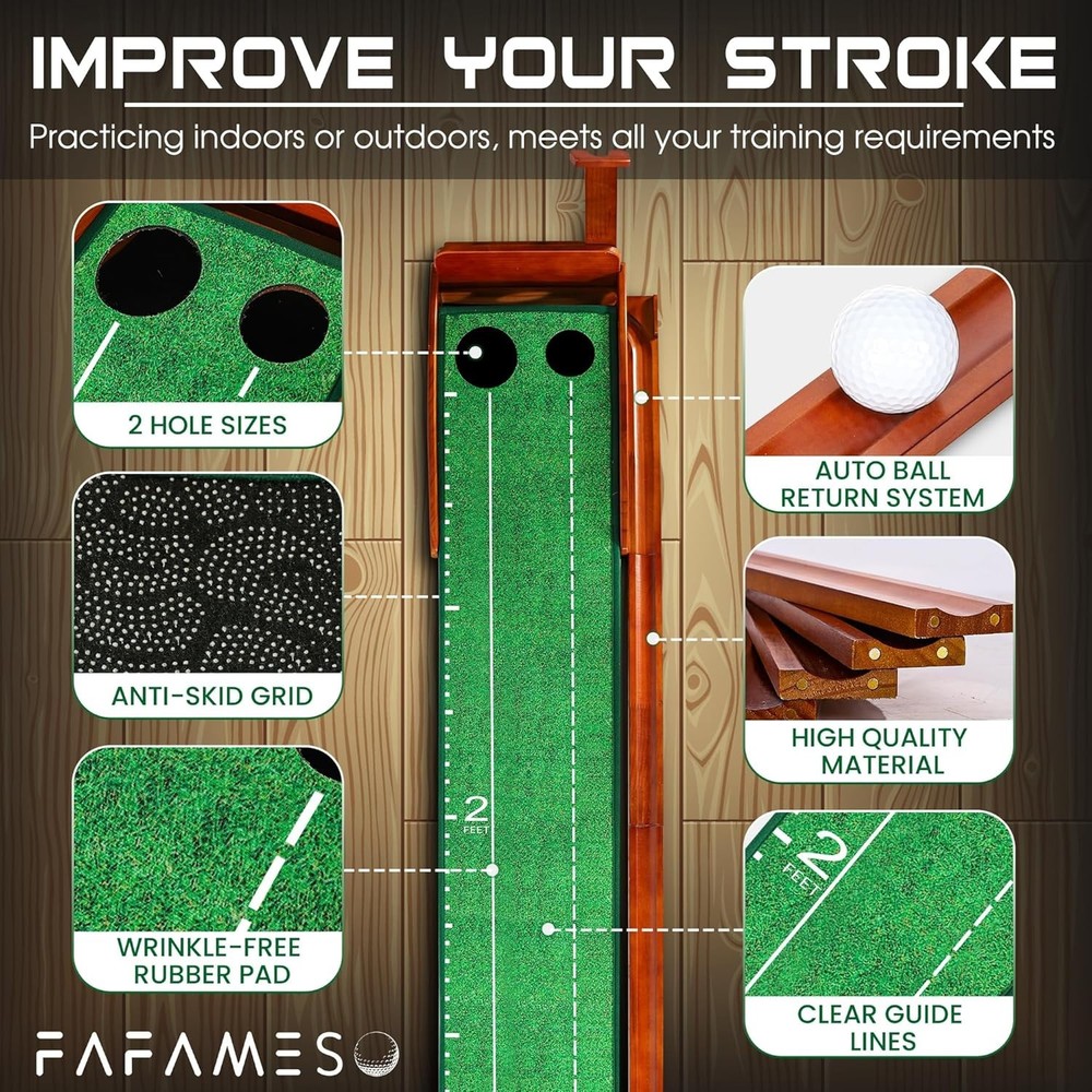 Versatile Indoor Golf Putting Mat - Effortless Ball Return & Skill Improvement