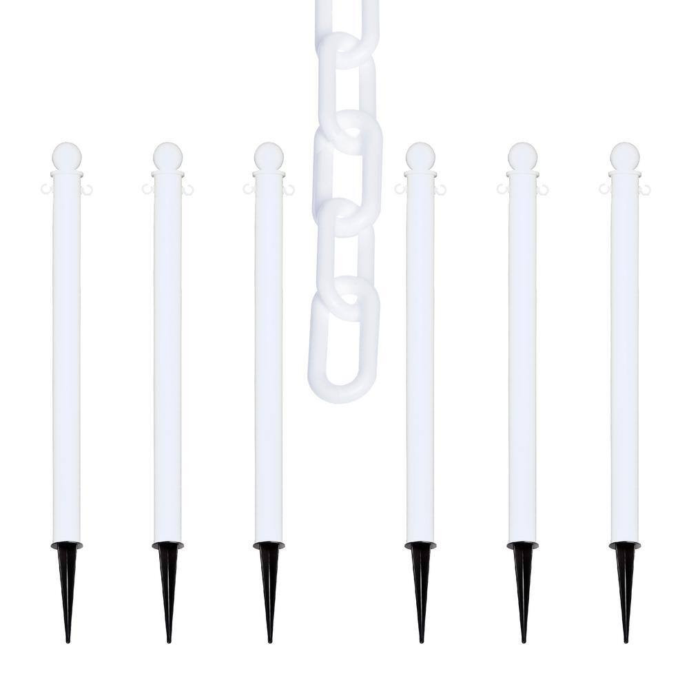 White Medium Duty Ground Pole and Chain Kit