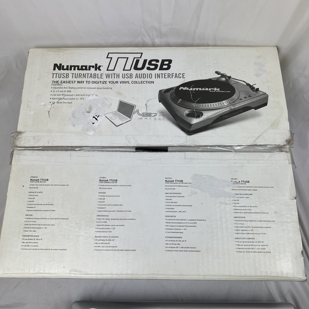 Numark TTUSB DJ Turntable USB Audio Interface TT USB UNTESTED PARTS/REPAIR READ