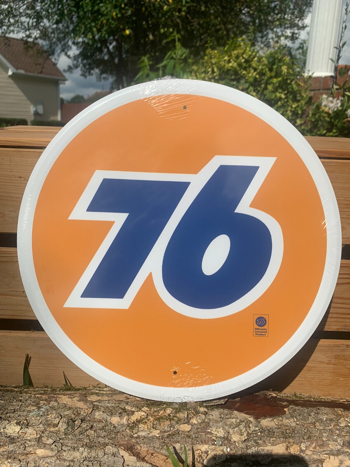 Union 76 Gasoline Orange Round Metal Sign Tin Vintage Gas Oil Garage Rustic