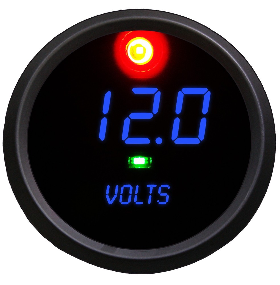 2 5/8" Volt Meter programmable alarm & output Memory Recall BLUE w/ BLACK BEZEL