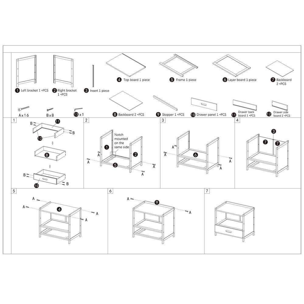 Modern Bamboo End Table with Drawer - Versatile Bedroom Side Table