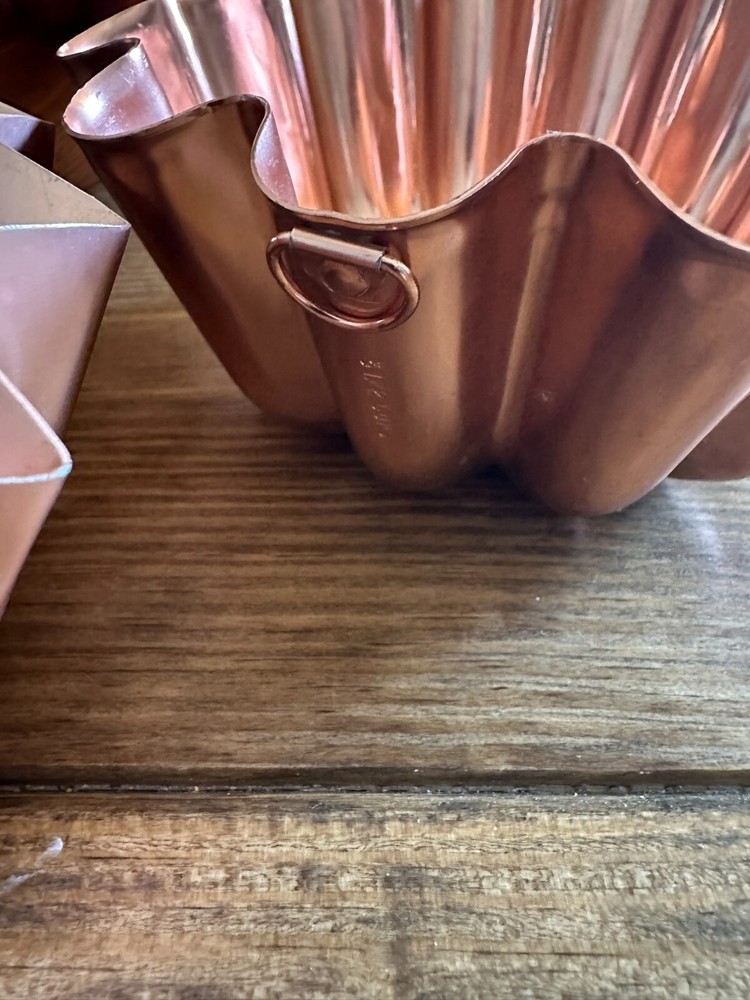 VTG Copper plated/colored Unmarked, Lightweight Metalware 4 Piece Baking Set