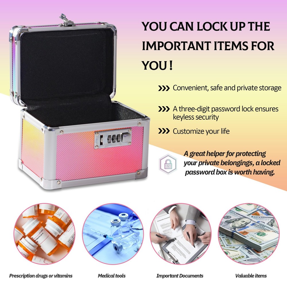 Small Medication Combination Lock Boxes with Code for Personal Items, Medicin...