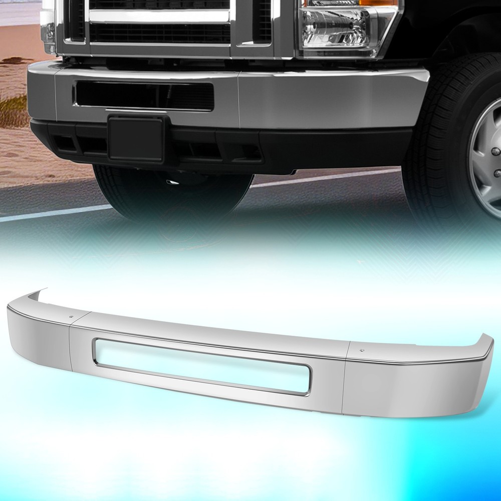 For 2008-2019 Ford E150 E250 E350 E450 SD Front Bumper Face Bar Chrome Steel