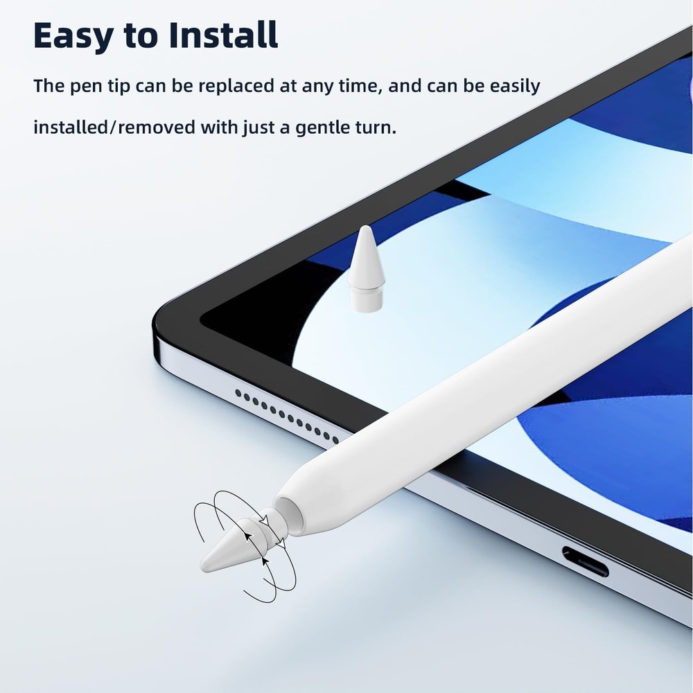 Magnetic Replacement Cap & Tips Compatible with Apple Pencil 1st Gen (6-Pack)