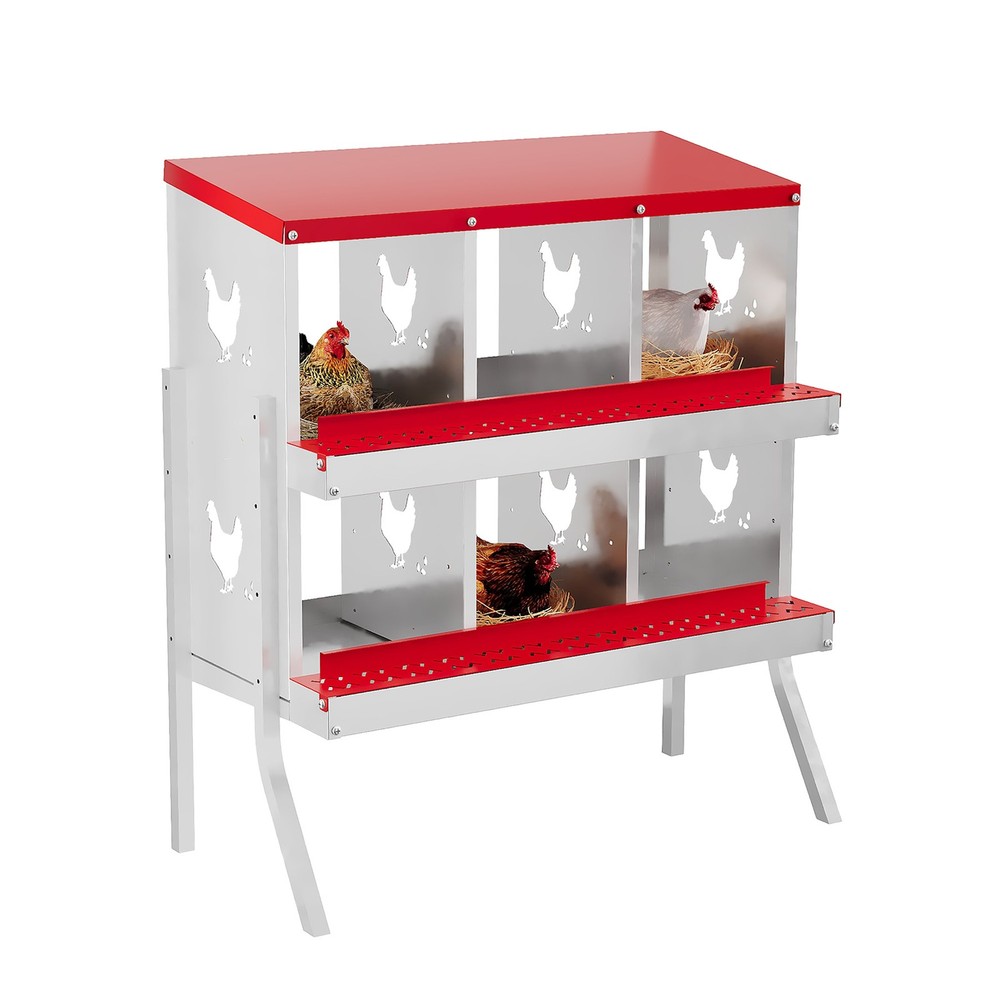 6 Holes Chicken Nesting Box, Metal Chicken Nesting Boxes, with Bracket Legs