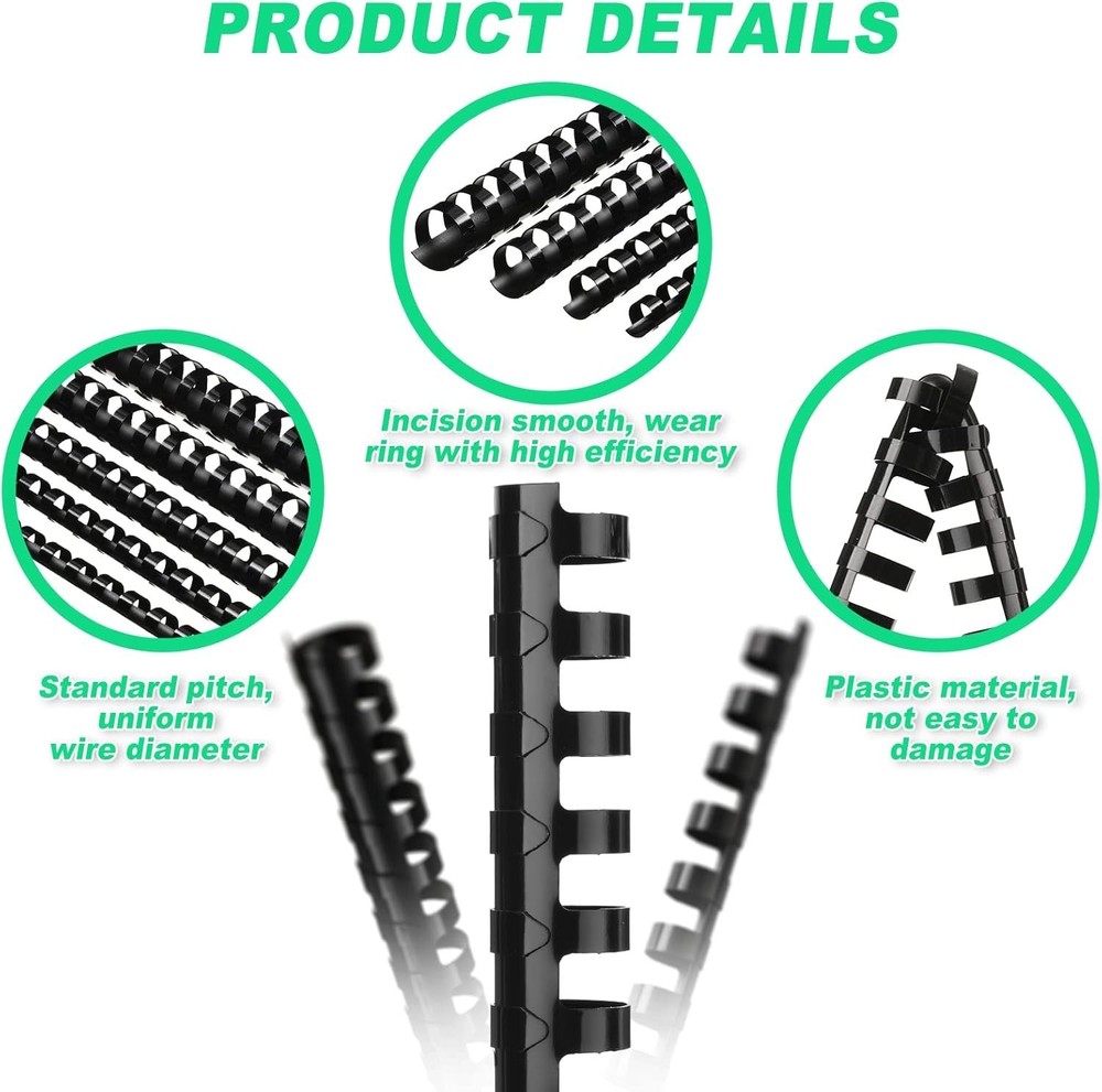 Versatile 150-Piece Plastic Binding Combs with 6 Sizes for Notebooks & More
