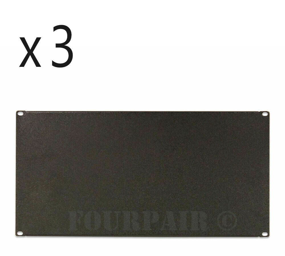 3 Pack - Four Space 4U - EIA 19" Blank IT Rack Mount Server Panel Filler Spacer