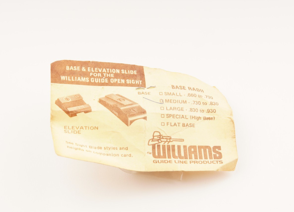 Williams Guide Open Sight Curved Base Elevation Slide Base RADII Medium - NEW