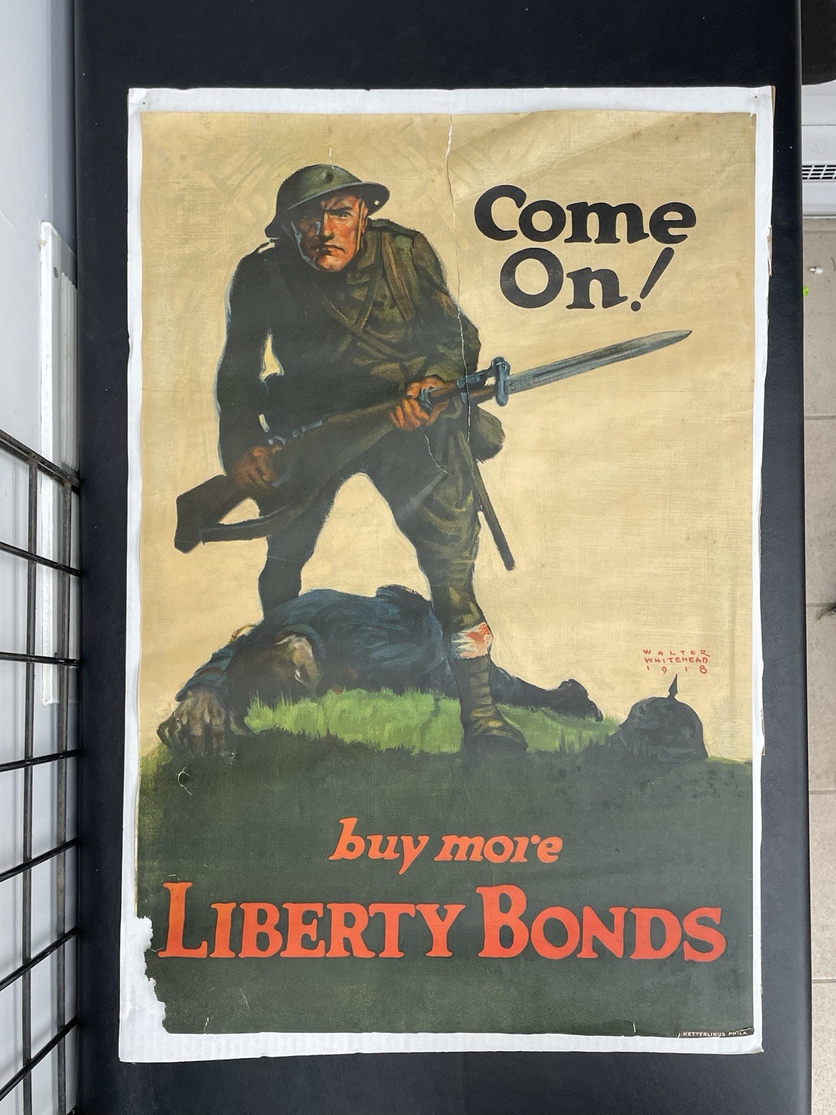 Original WWI War Poster, Come On! Buy More Liberty Bonds, Walter Whitehead, 1918