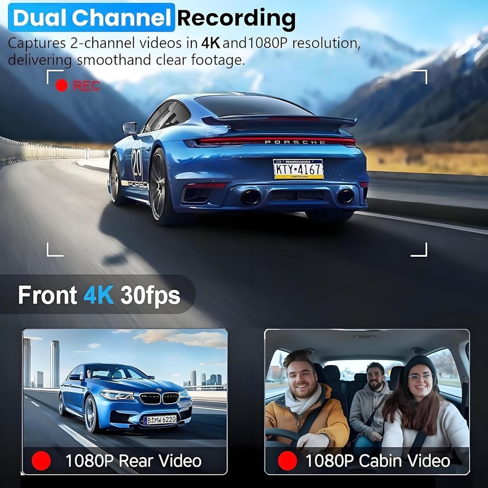 Comprehensive 4K Dash Cam Solution for Cars - Loop Recording & Easy Installation