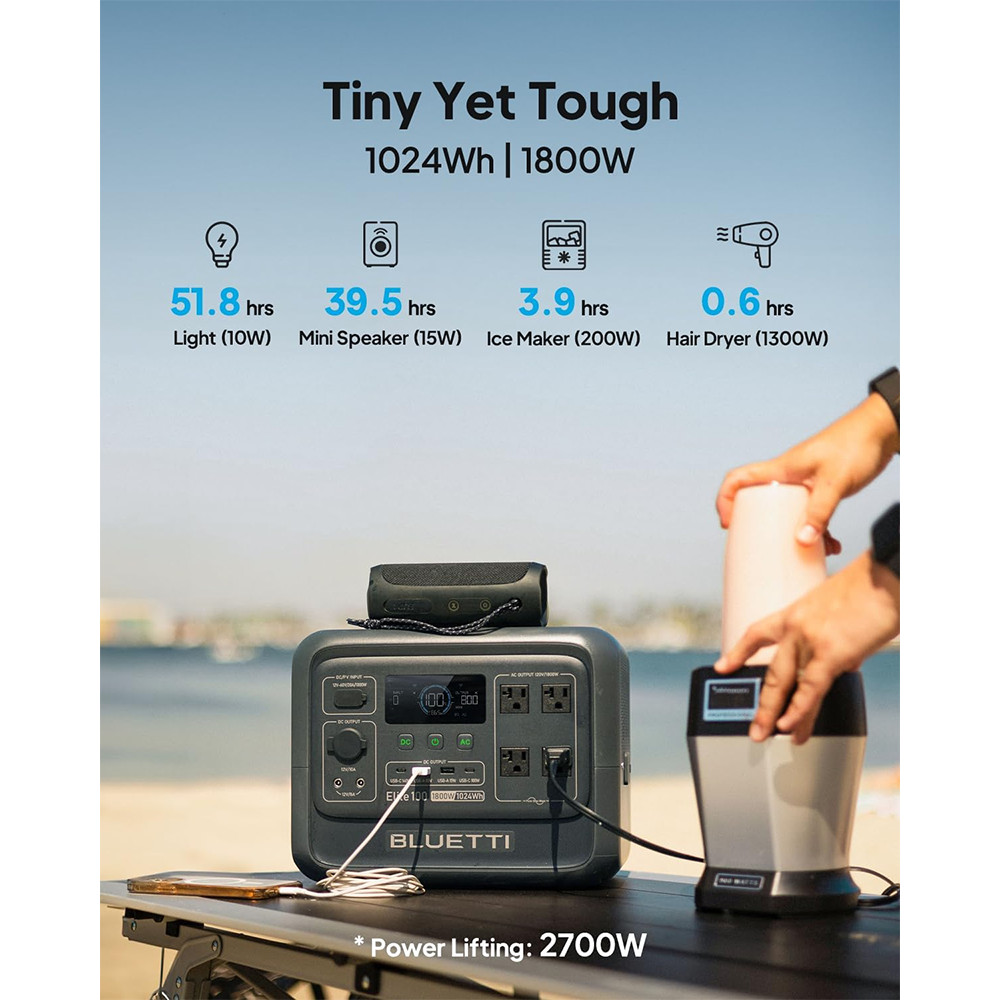 BLUETTI Elite 100 V2 1024Wh 1800W Portable Power Station for Road Trip Backup