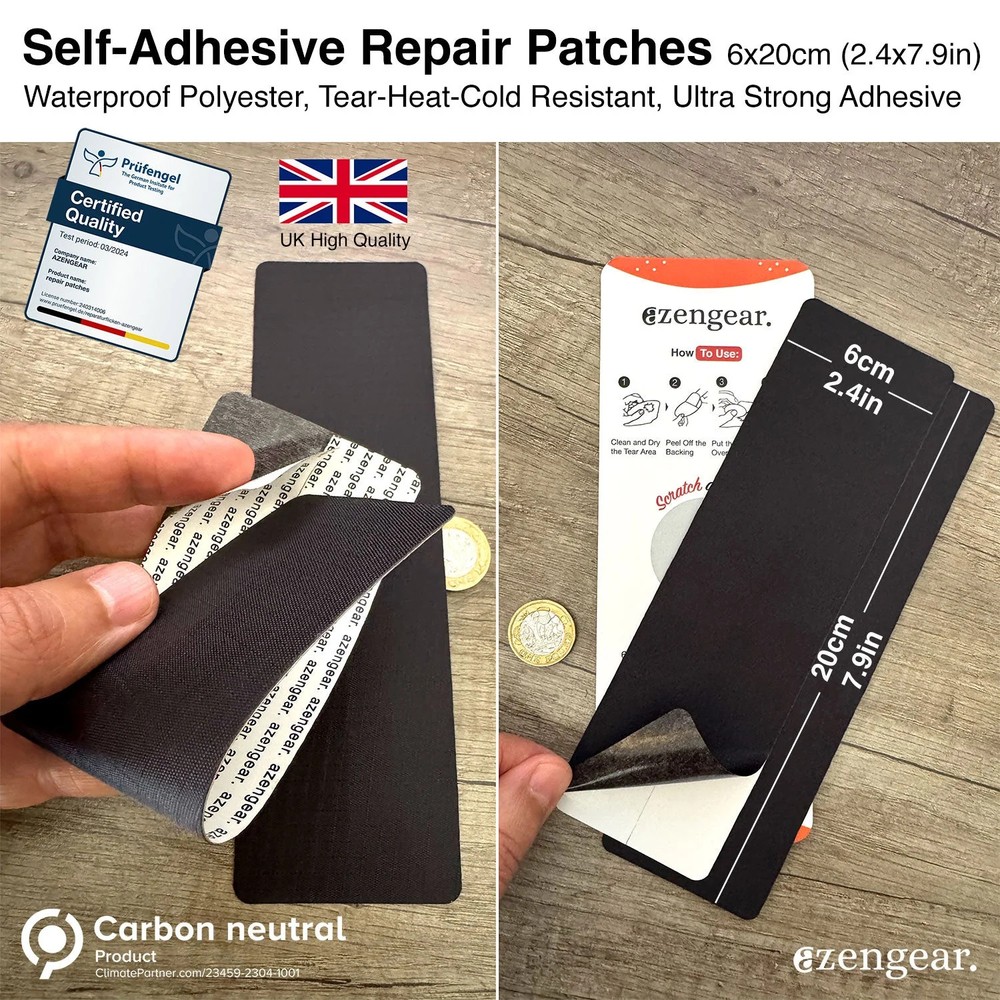 Self-Adhesive, Waterproof Polyester Repair Patches (2 Pack)