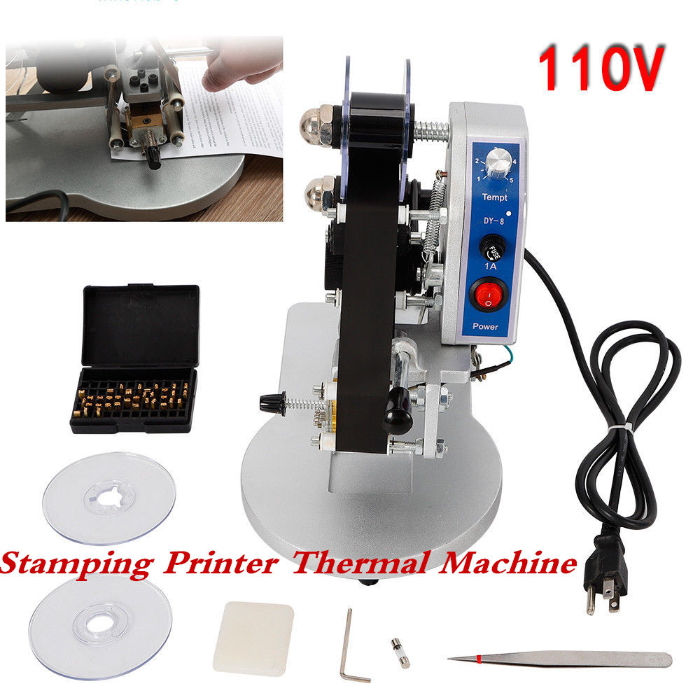 Hot Stamp Printer 110V Ribbon Manual Hot Foil Stamping Printer Date Code Machine