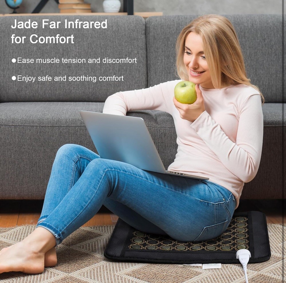 Natural Jade Infrared Heating Pad w/Smart Controller Memory Function 15" x 19"