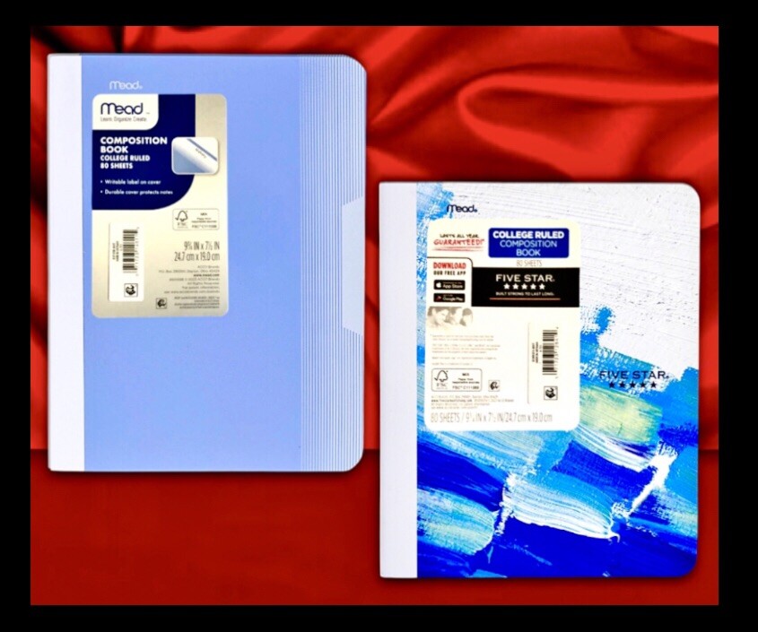 2 Pack Mead Composition Premium Notebook print Deco Cover Durable, College Ruled